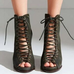 Jeffrey Campbell Freelove Lace Up Open Toe Heels Size 7M